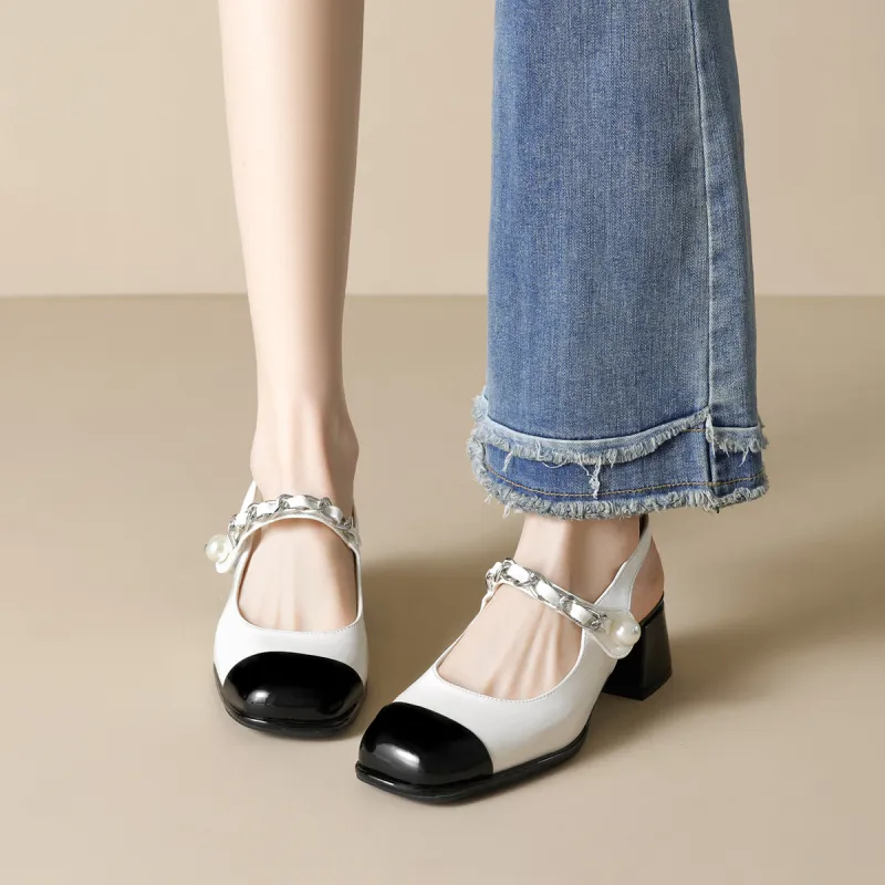 QITUMAUL Chunky Heel High Heels 4.5CM Women's-2