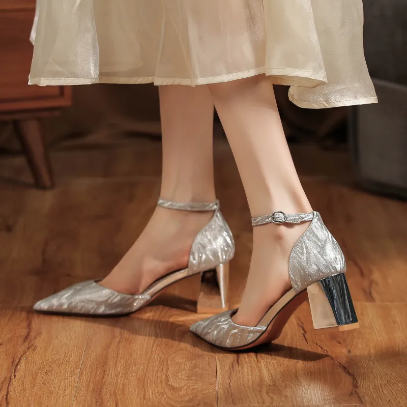 QITUMAUL High Heels Women's Champagne-12