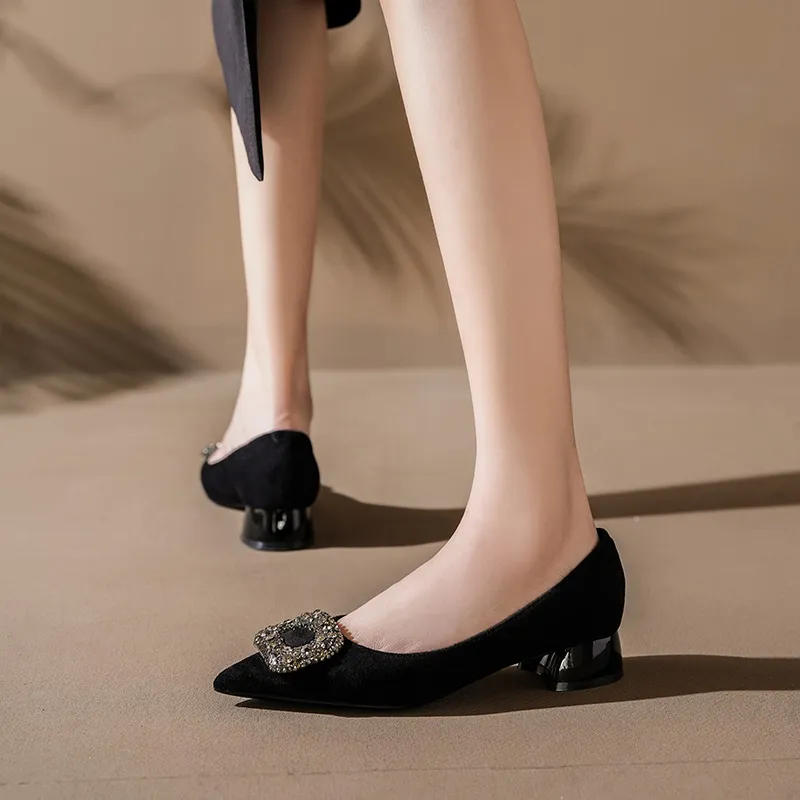 QITUMAUL Chunky Heel High Heels 3cm Women's-4