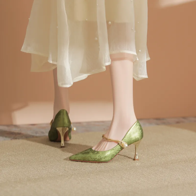 QITUMAUL Slim Heel High Heels Women's-15