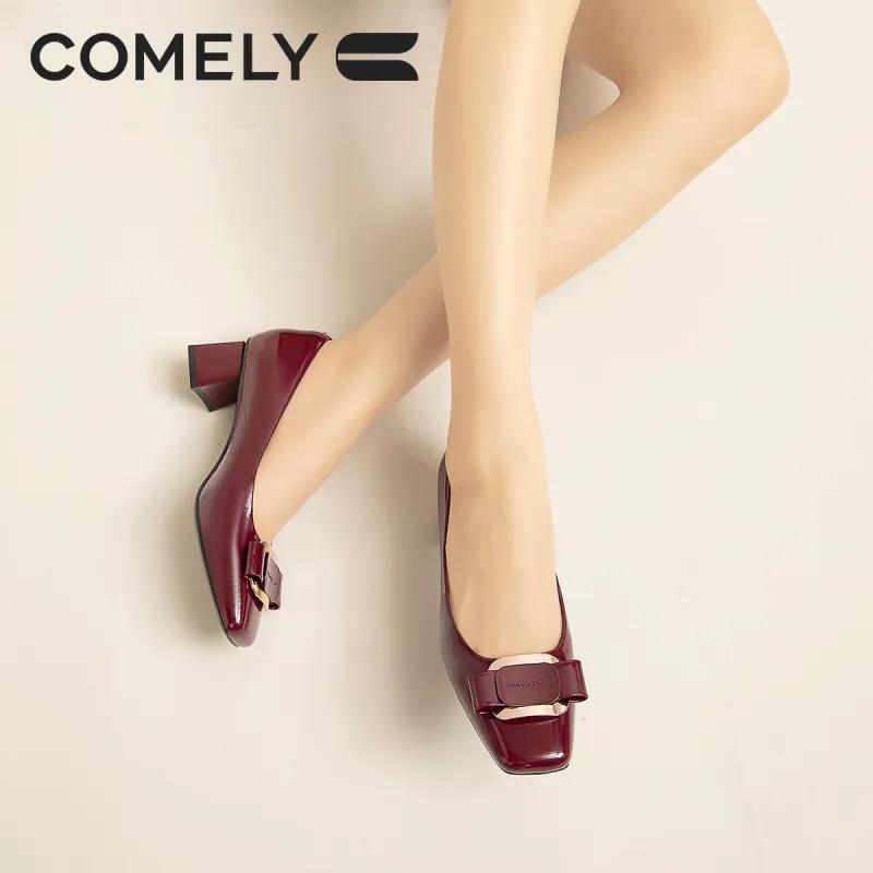 COMELY High Heels Women's Burgundy/Black/Pink Apricot-10