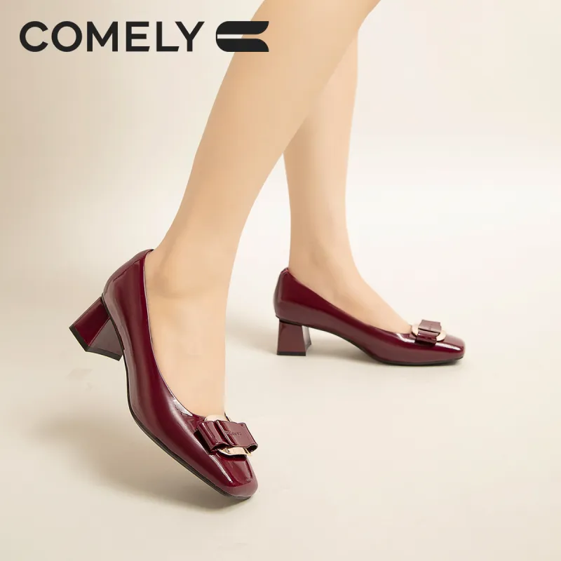 COMELY High Heels Women's Burgundy/Black/Pink Apricot-11