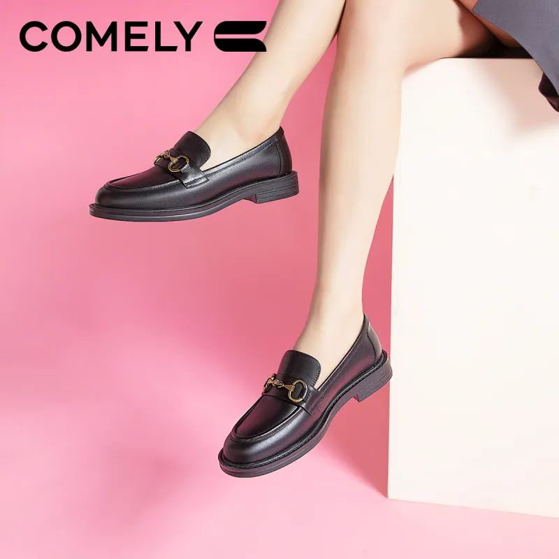 COMELY Loafers Women's Black/Black Crocodile Pattern Leather-5