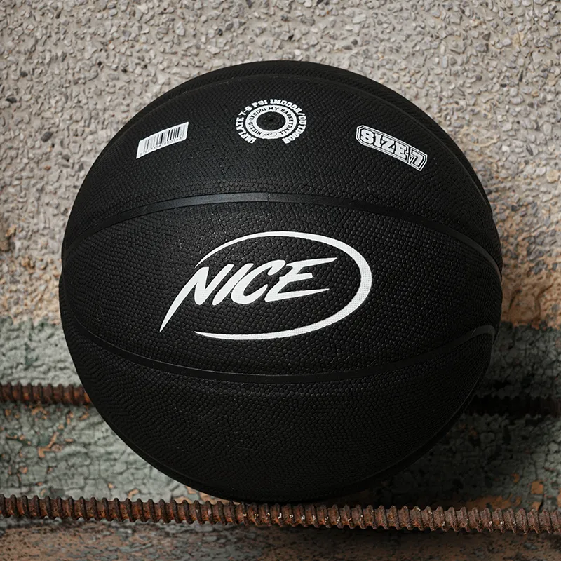 NICEID Rubber Basketball Black Size 7 Standard Ball Street Training Competition Unisex-3