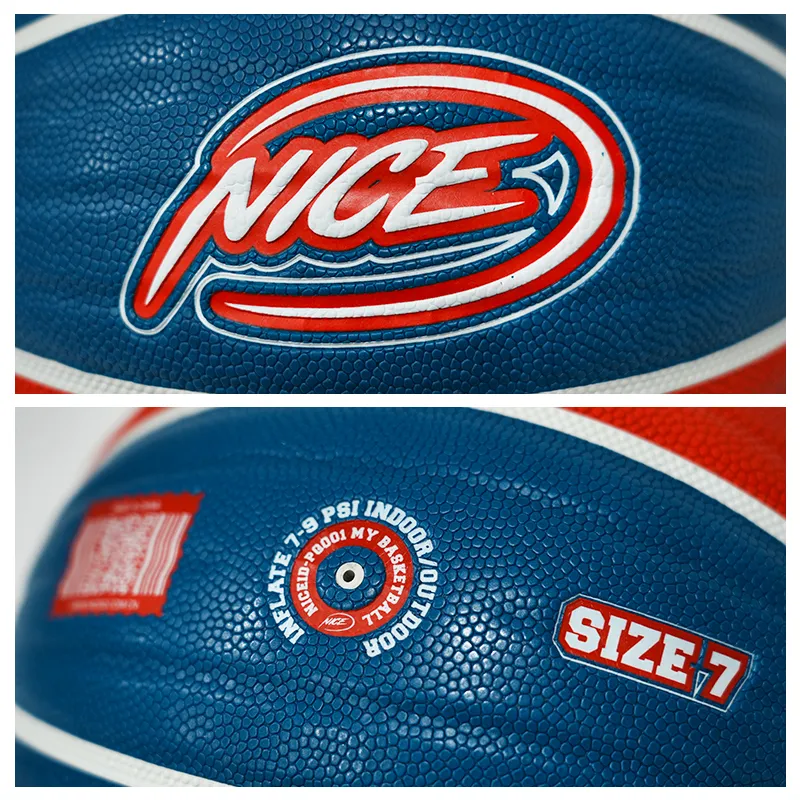 NICEID PU Basketball Red Blue Size 7 Street Training Competition Unisex-4