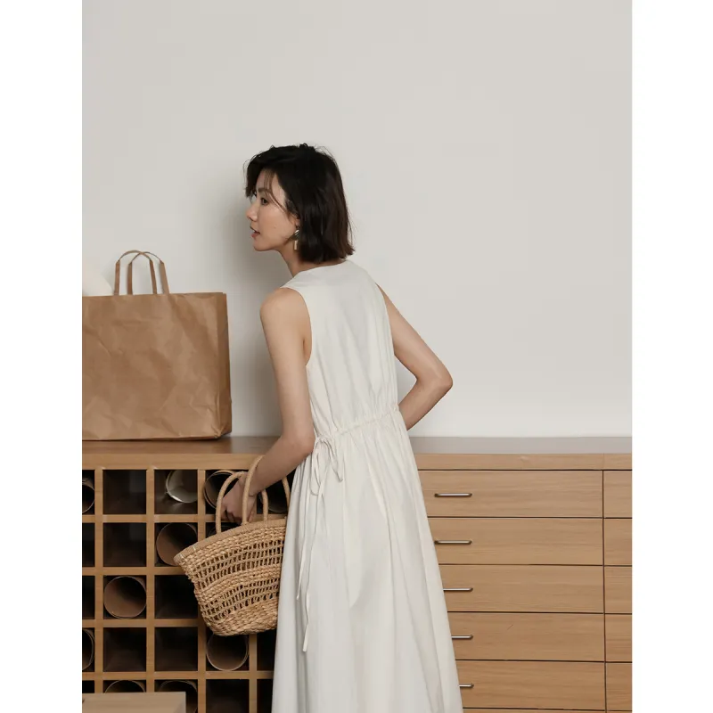 Migu Sleeveless Dresses Women's Beige Apricot-5