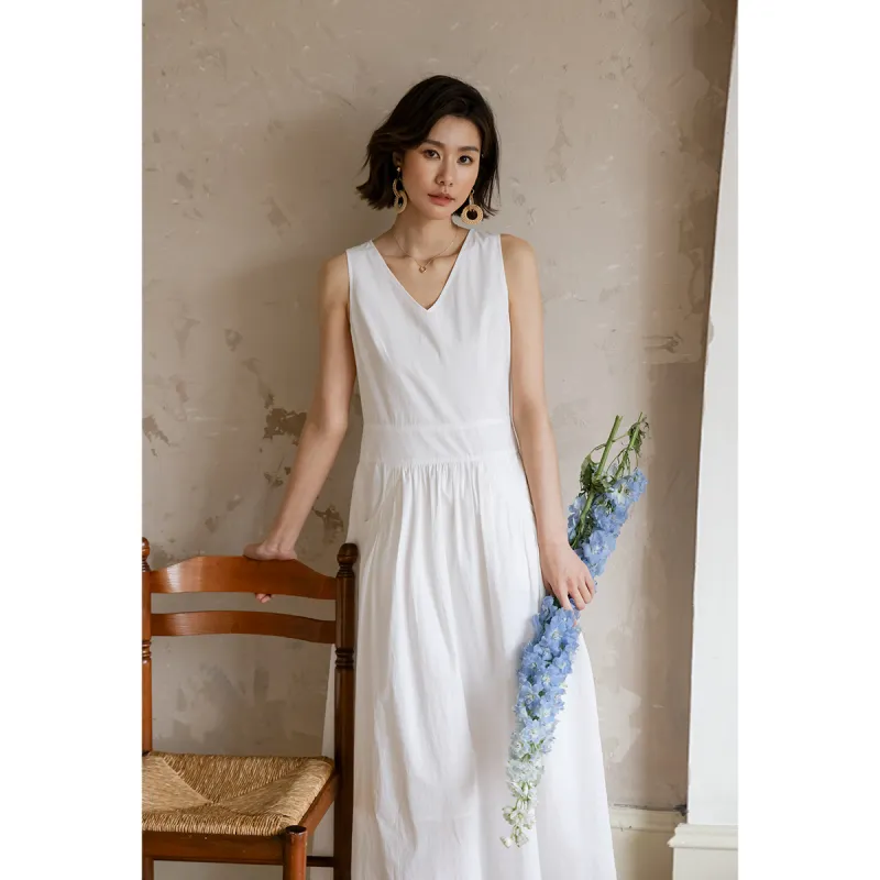 Migu Sleeveless Dress Women's White-2