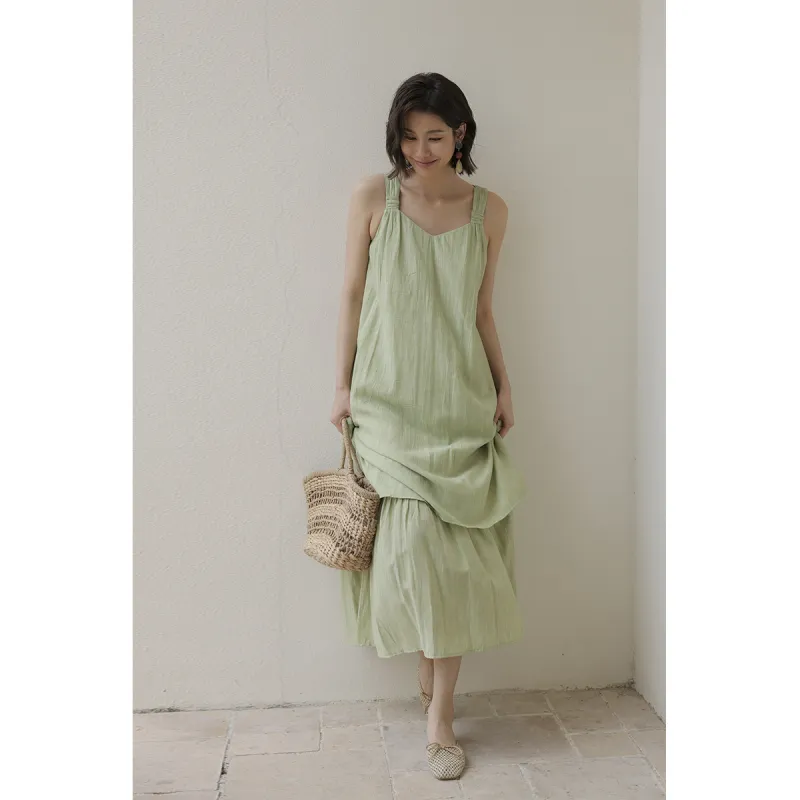 Migu Slip Dresses Women's Green-3