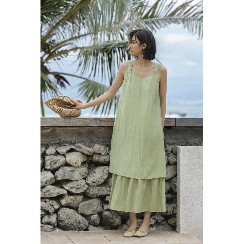 Migu Slip Dresses Women's Green-1