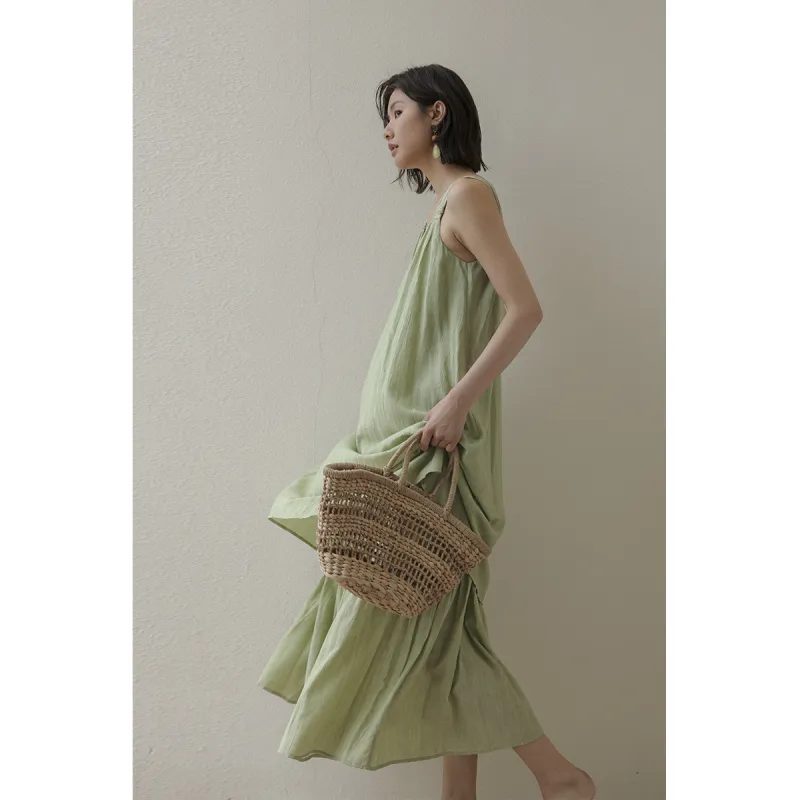 Migu Slip Dresses Women's Green-2
