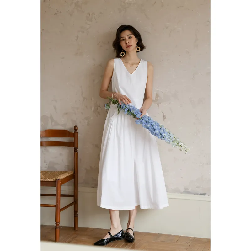 Migu Sleeveless Dress Women's White-1