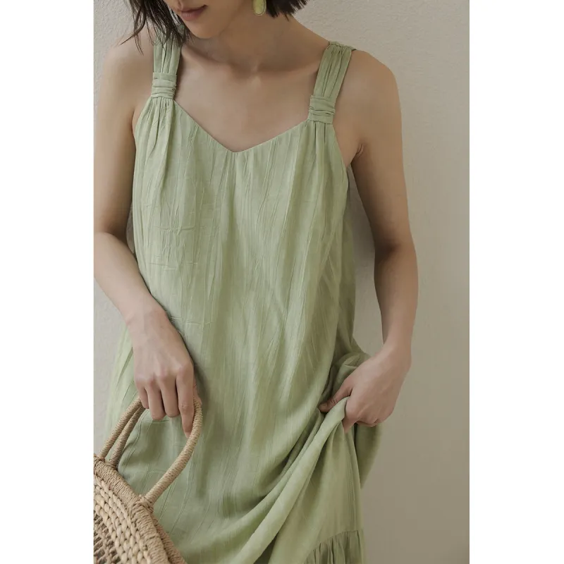 Migu Slip Dresses Women's Green-4