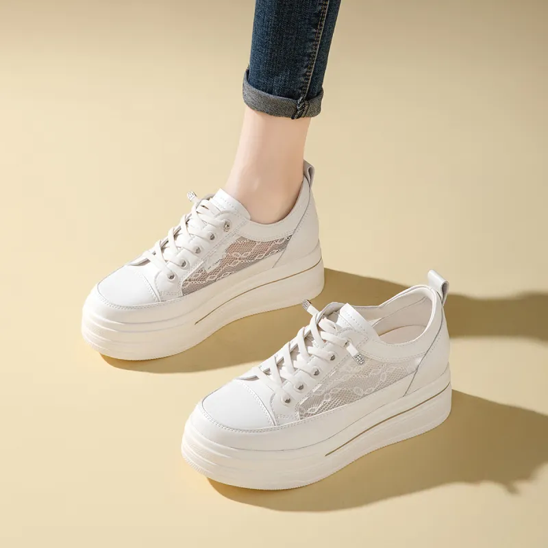 RED DRAGONFLY Women's Trendy Sneakers & Casual Shoes Women's White Platform Height Increasing Breathable-4