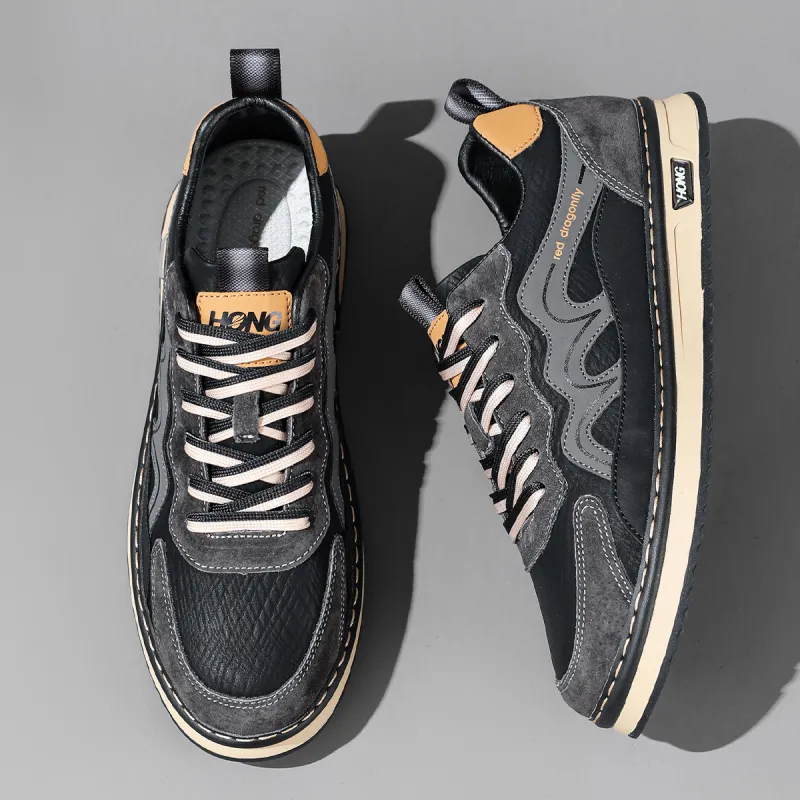RED DRAGONFLY Athletic Shoes Lightweight And Breathable Low Top Casual Shoes Men's Black/Khaki-3