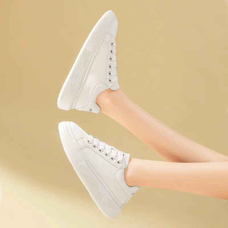 RED DRAGONFLY Small White Shoes Height Increasing Lightweight Low Top Casual Shoes Women's White Black White-11