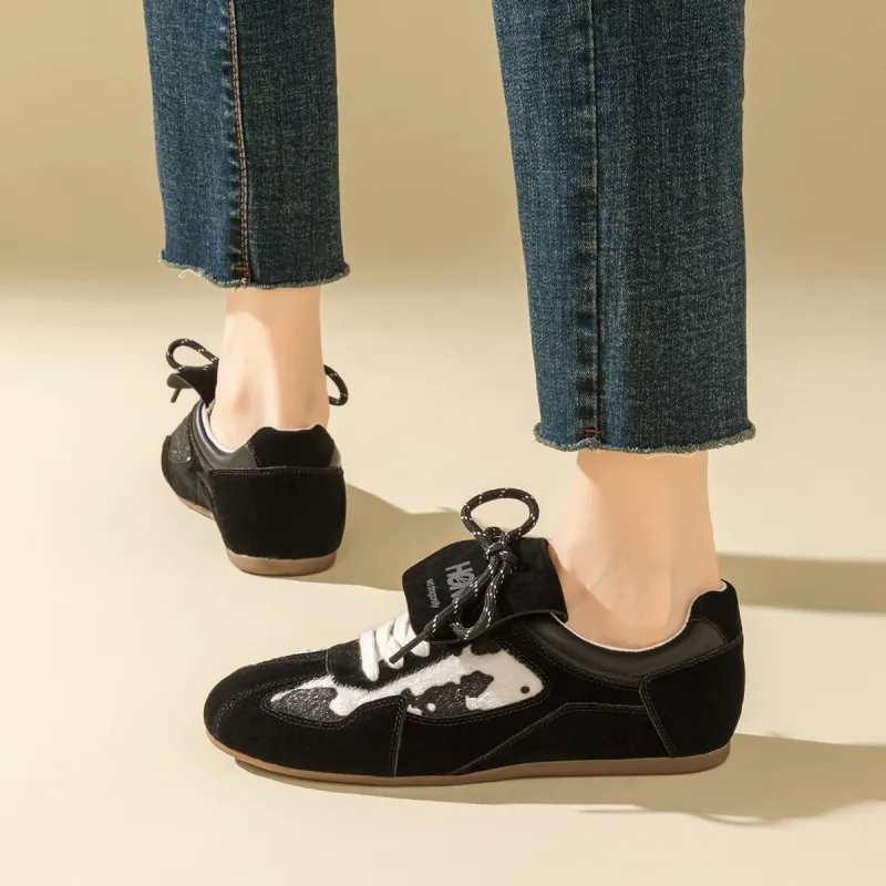 RED DRAGONFLY Flat Shoes Lightweight And Breathable Low Top Casual Shoes Women's Black Camel-5