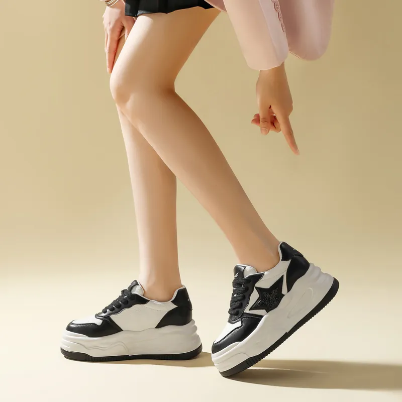 RED DRAGONFLY Anti Slip And Wear Resistant Height Increasing Low Top Casual Shoes Women's Ecru/Black-11