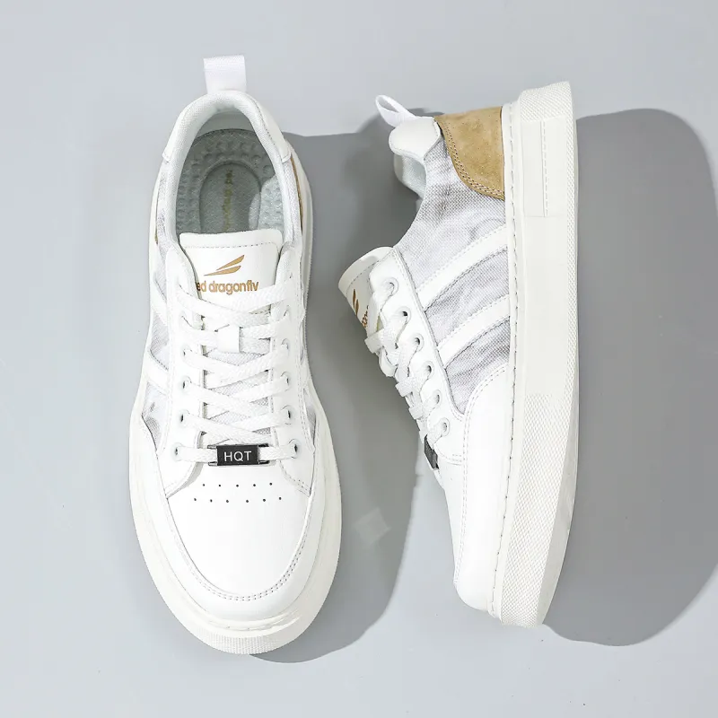 RED DRAGONFLY Skateboard Shoes Lightweight And Breathable Low Top Casual Shoes Men's White Blue Beige Yellow-13