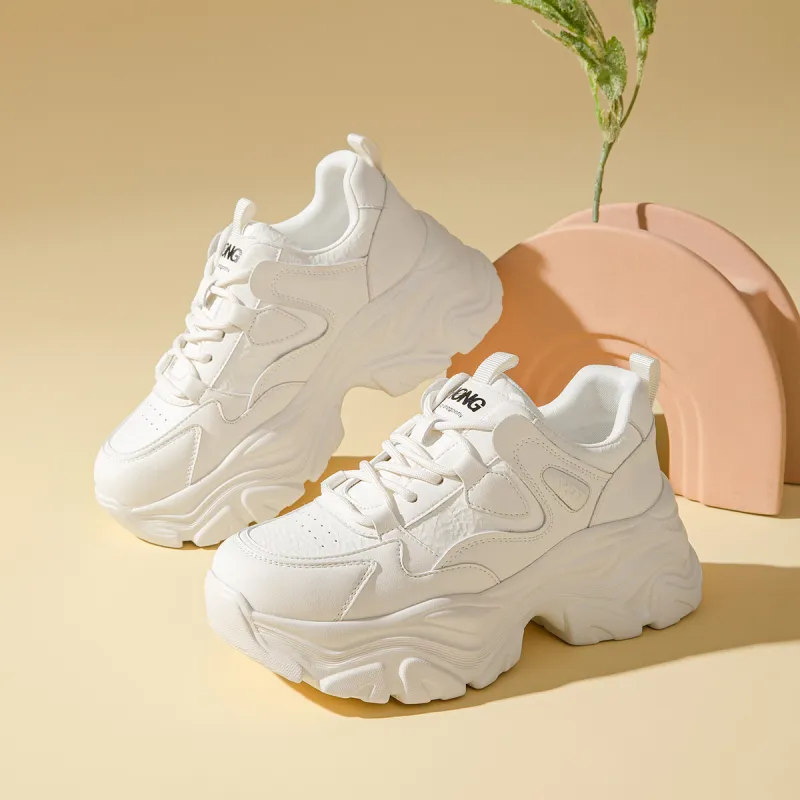 RED DRAGONFLY Low Top Chunky Sneakers Women's White-4