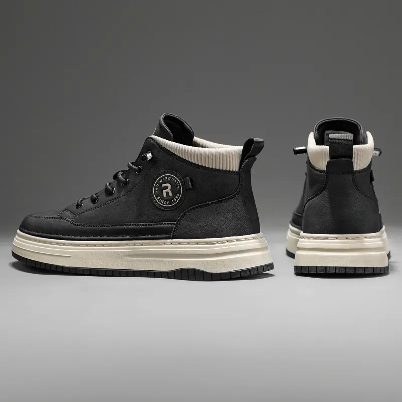 RED DRAGONFLY High Top Shoes Warm And Lightweight High Top Casual Shoes Men's Black/Khaki-6