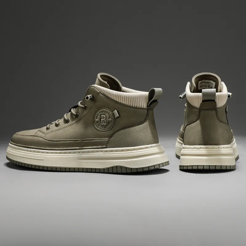 RED DRAGONFLY High Top Shoes Warm And Lightweight High Top Casual Shoes Men's Black/Khaki-14
