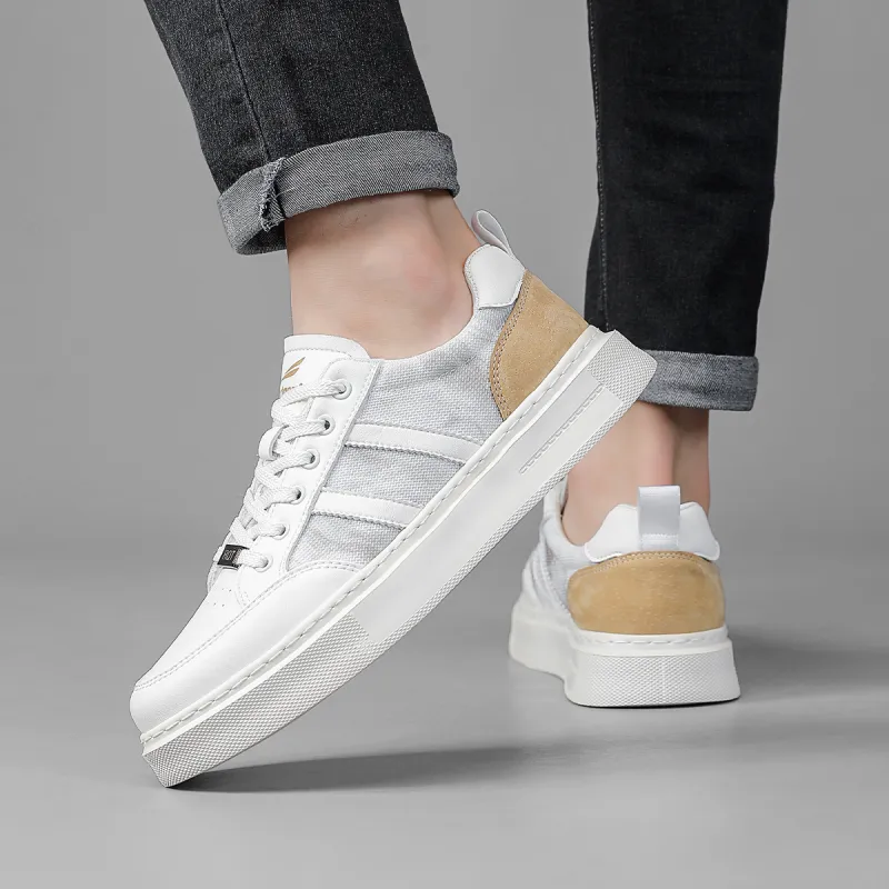 RED DRAGONFLY Skateboard Shoes Lightweight And Breathable Low Top Casual Shoes Men's White Blue Beige Yellow-14