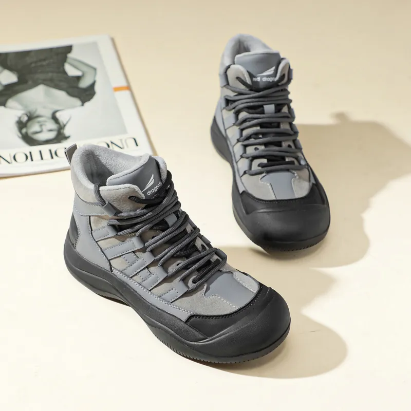 RED DRAGONFLY High Top Shoes Lightweight And Breathable High Top Casual Shoes Women's Grey White Black-7