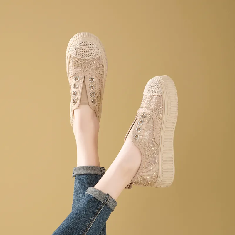 RED DRAGONFLY Slip on Shoes Wear resistant And Lightweight Low Top Casual Shoes Women's-3