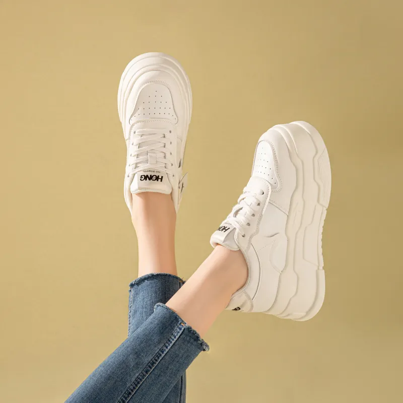 RED DRAGONFLY Platform Shoes Height Increasing Lightweight Low Top Casual Shoes Women's Beige Black Ecru-12