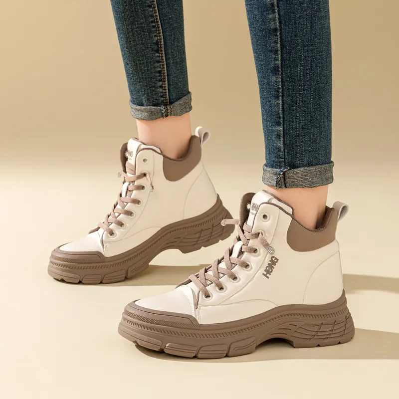 RED DRAGONFLY Flat Shoes Lightweight Warm High Top Casual Shoes Women's Black Coffee Light Coffee-10