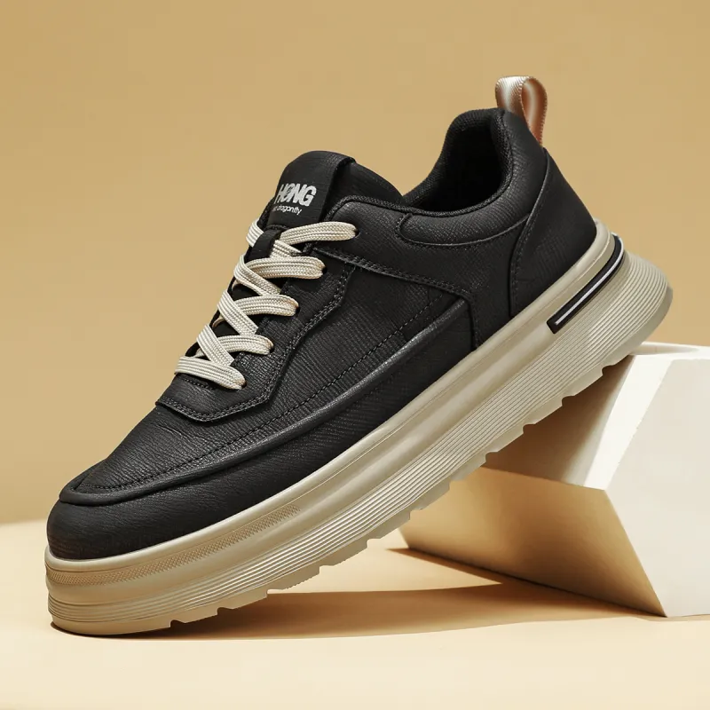 RED DRAGONFLY Flat Shoes Lightweight And Breathable Low Top Casual Shoes Men's Black/Beige Apricot-4