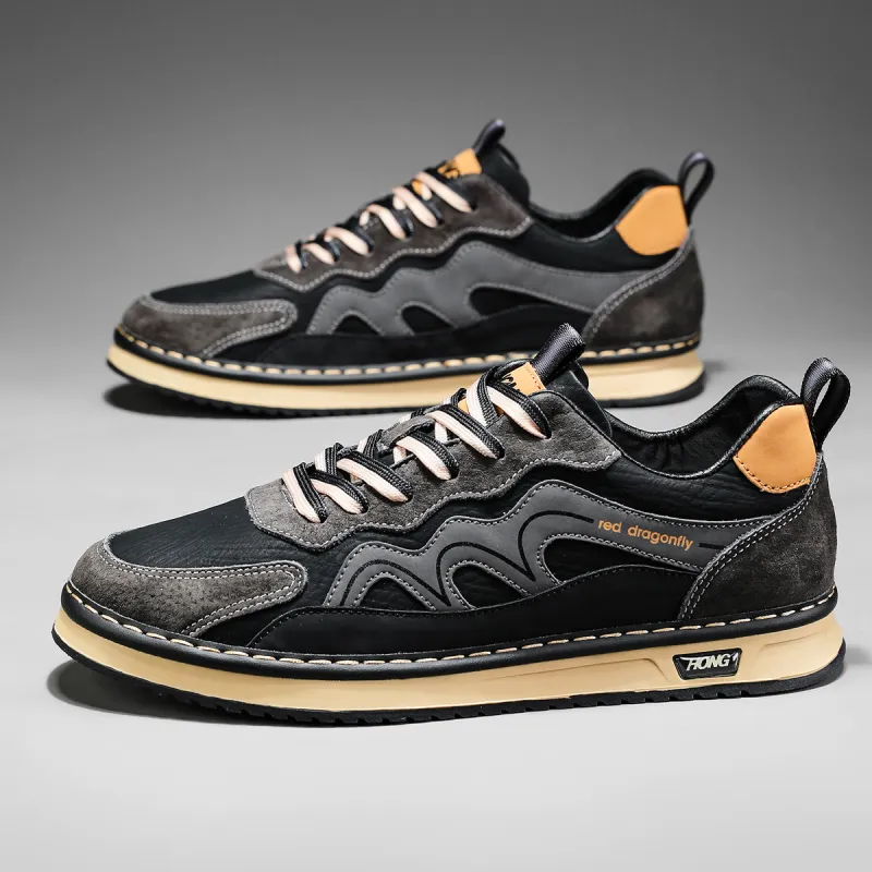 RED DRAGONFLY Athletic Shoes Lightweight And Breathable Low Top Casual Shoes Men's Black/Khaki-6