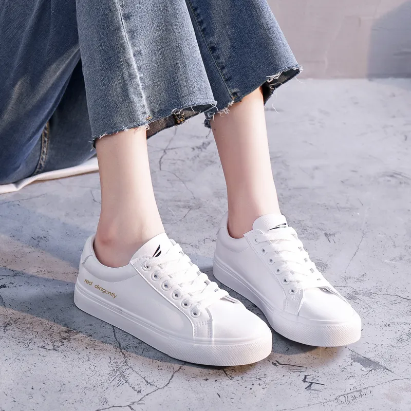 RED DRAGONFLY Flat Shoes Lightweight And Breathable Low Top Casual Shoes Women's White-4