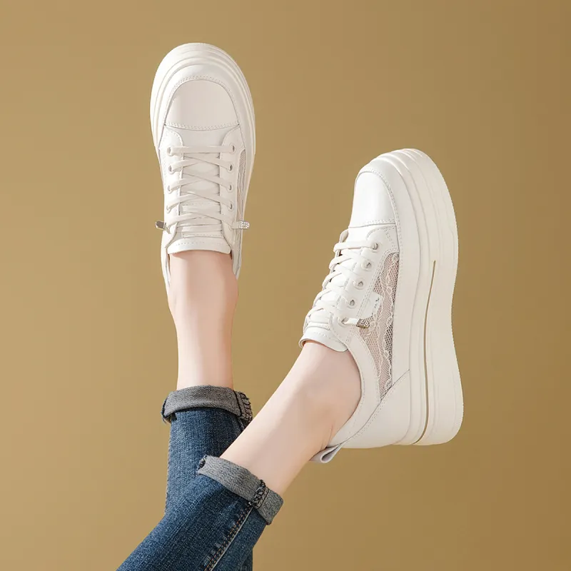 RED DRAGONFLY Women's Trendy Sneakers & Casual Shoes Women's White Platform Height Increasing Breathable-3