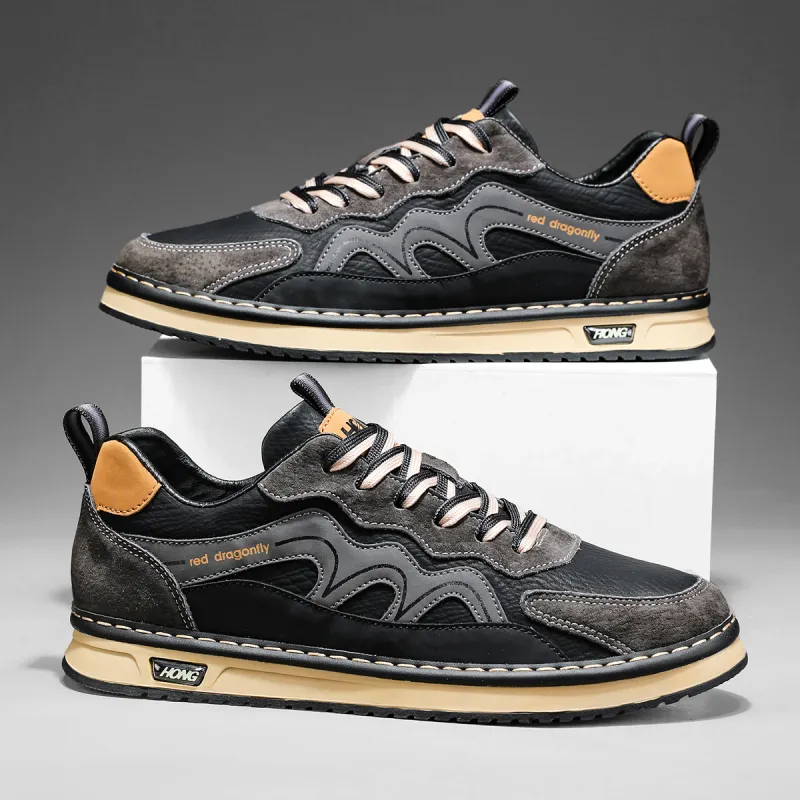 RED DRAGONFLY Athletic Shoes Lightweight And Breathable Low Top Casual Shoes Men's Black/Khaki-5