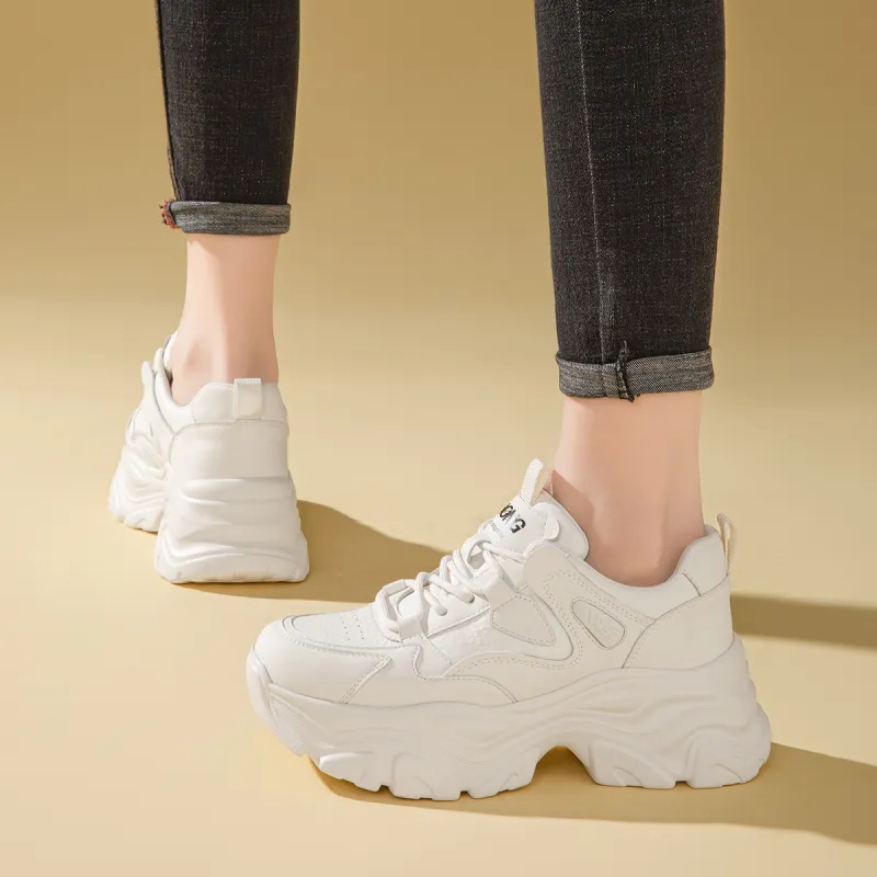 RED DRAGONFLY Low Top Chunky Sneakers Women's White-7