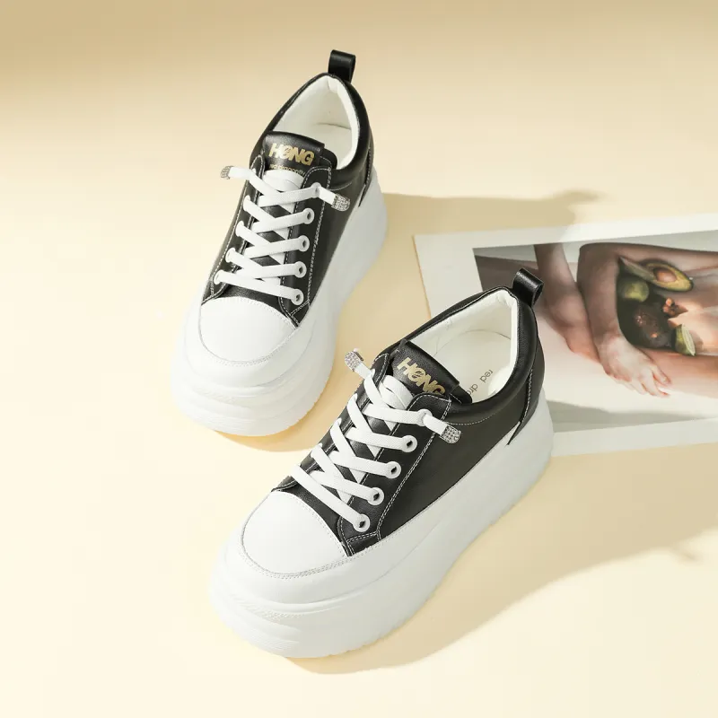 RED DRAGONFLY Small White Shoes Lightweight Height Increasing Low Top Casual Shoes Women's Black Beige-7