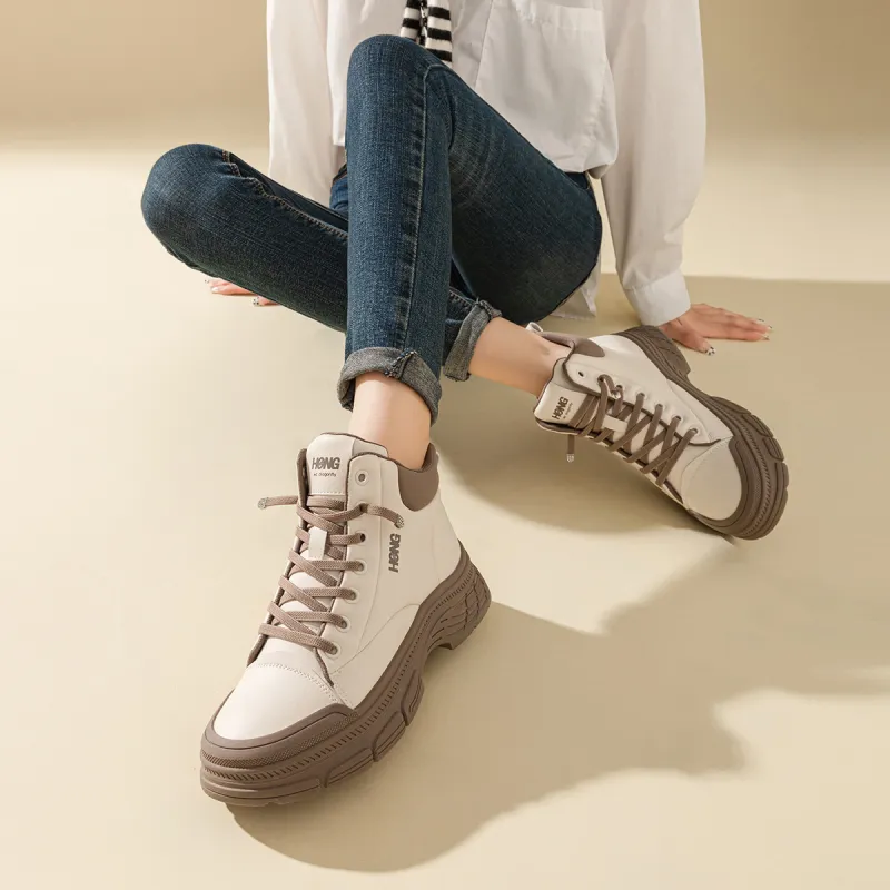 RED DRAGONFLY Flat Shoes Lightweight Warm High Top Casual Shoes Women's Black Coffee Light Coffee-11