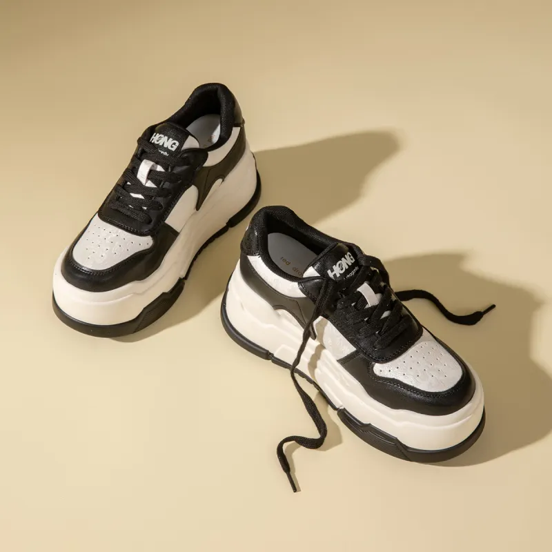 RED DRAGONFLY Platform Shoes Height Increasing Lightweight Low Top Casual Shoes Women's Beige Black Ecru-5