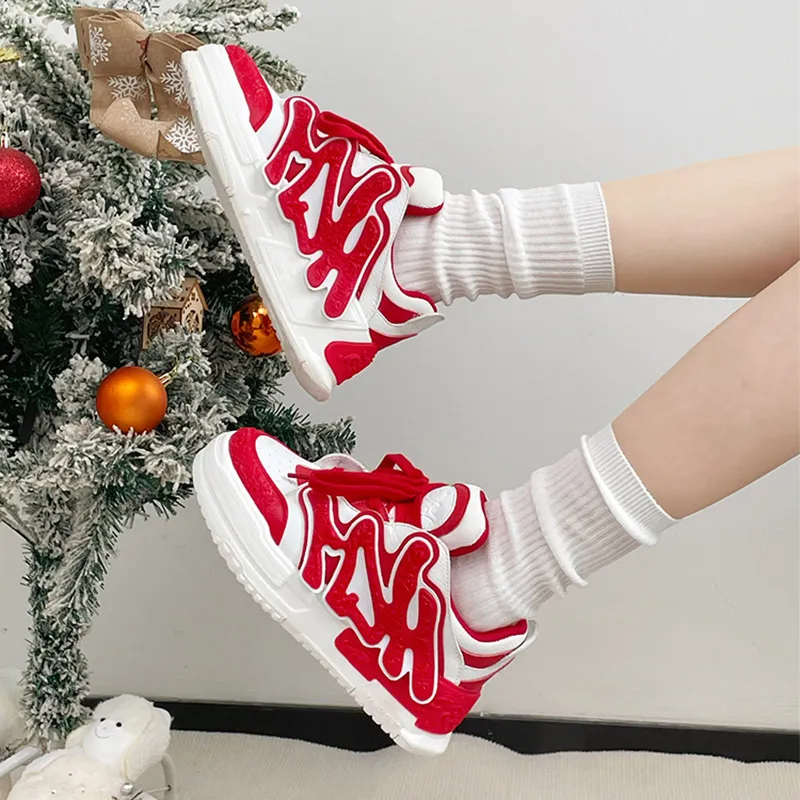 RED DRAGONFLY Casual Shoes Unisex Low Top Black/White/Red-21