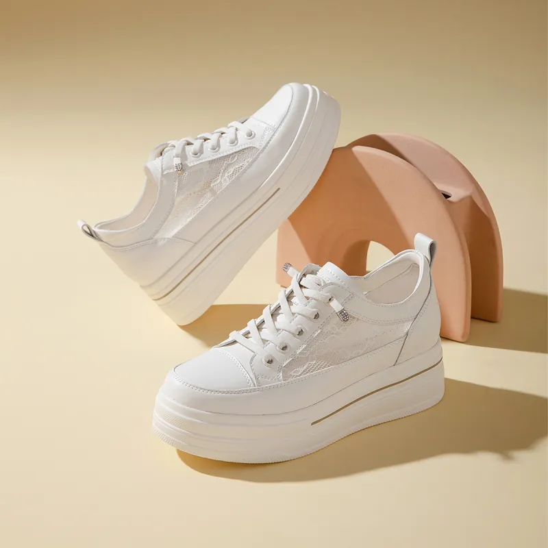 RED DRAGONFLY Women's Trendy Sneakers & Casual Shoes Women's White Platform Height Increasing Breathable-5