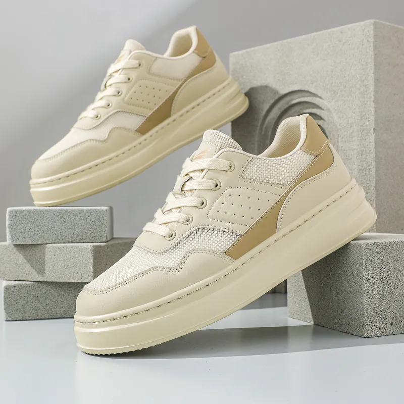 RED DRAGONFLY Skateboard Shoes Lightweight And Breathable Low Top Casual Shoes Men's White Moon Apricot-11