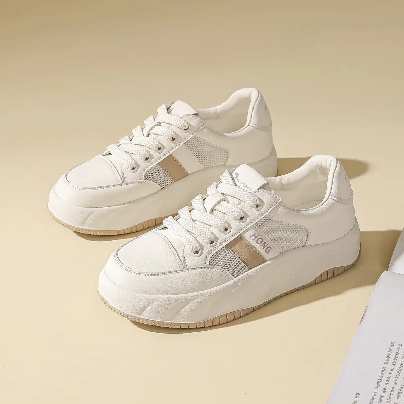 RED DRAGONFLY Small White Shoes Lightweight And Breathable Low Top Casual Shoes Women's White Black And White Apricots-13