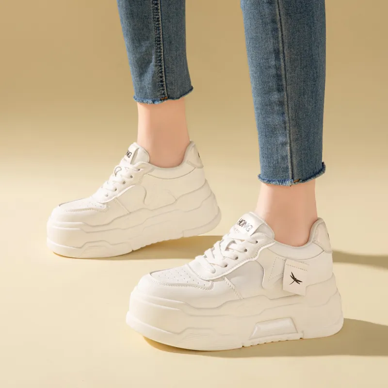 RED DRAGONFLY Platform Shoes Height Increasing Lightweight Low Top Casual Shoes Women's Beige Black Ecru-10