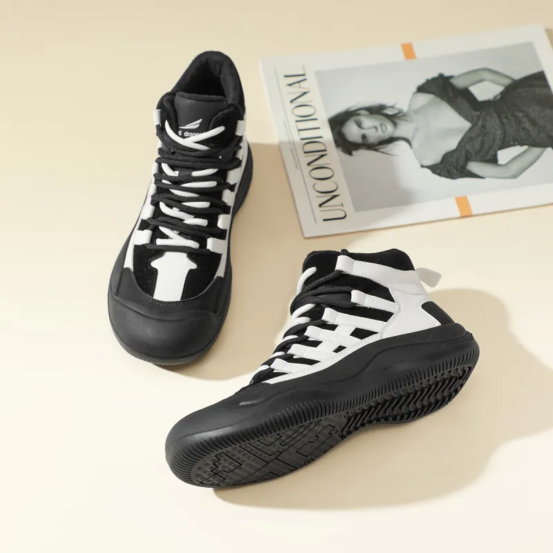 RED DRAGONFLY High Top Shoes Lightweight And Breathable High Top Casual Shoes Women's Grey White Black-14