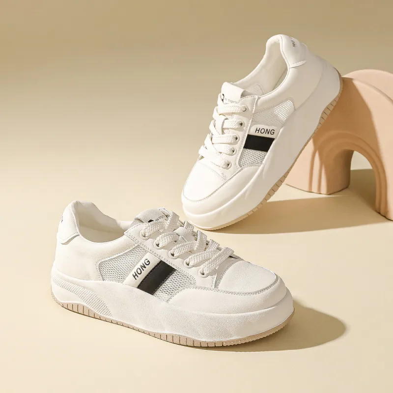RED DRAGONFLY Small White Shoes Lightweight And Breathable Low Top Casual Shoes Women's White Black And White Apricots-7