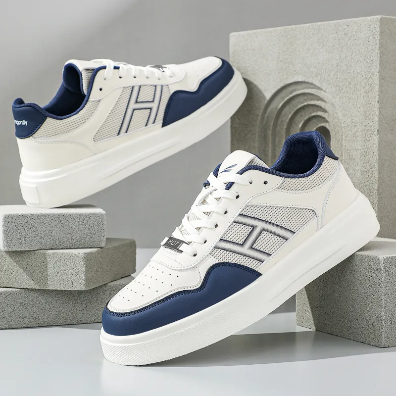 RED DRAGONFLY Skateboard Shoes Lightweight And Breathable Low Top Casual Shoes Men's White Blue Beige Green-5