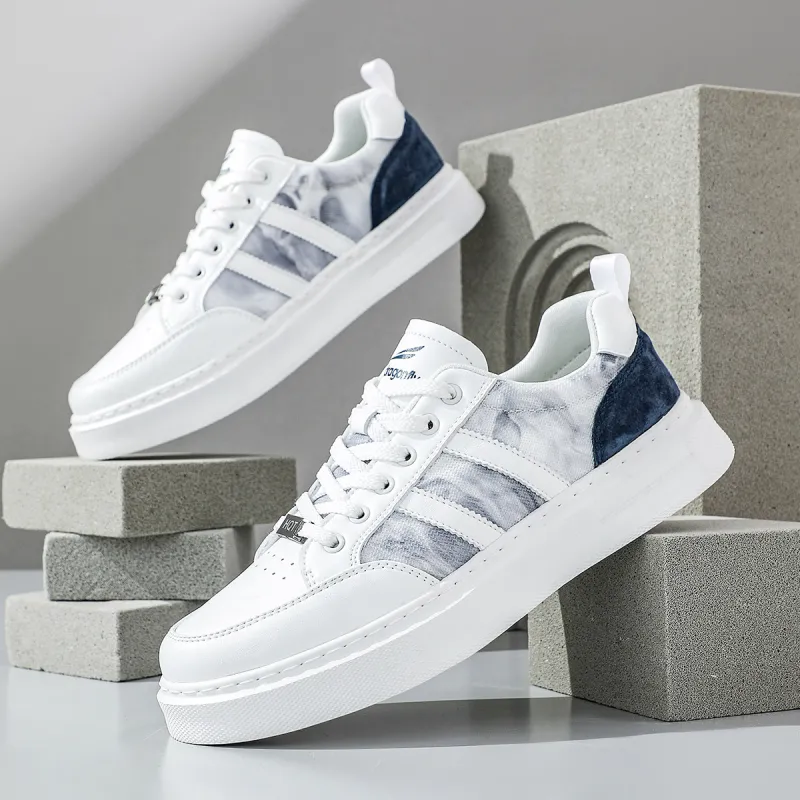 RED DRAGONFLY Skateboard Shoes Lightweight And Breathable Low Top Casual Shoes Men's White Blue Beige Yellow-3