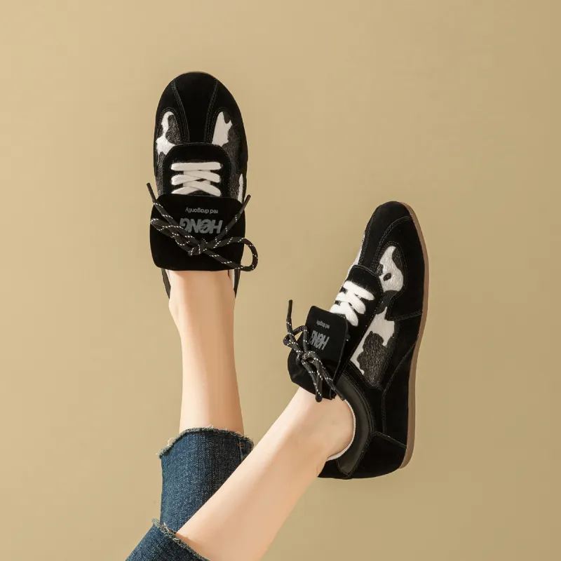RED DRAGONFLY Flat Shoes Lightweight And Breathable Low Top Casual Shoes Women's Black Camel-3