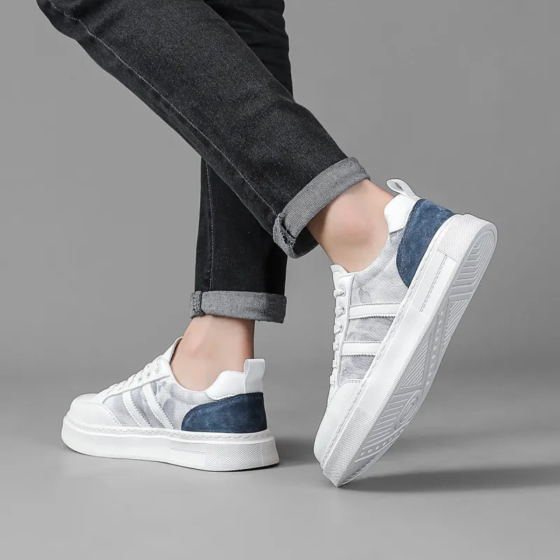 RED DRAGONFLY Skateboard Shoes Lightweight And Breathable Low Top Casual Shoes Men's White Blue Beige Yellow-7